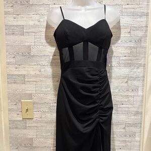 Windsor Black Strapless Dress with Sheer Accents
